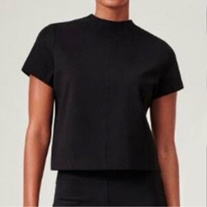 Spanx The Perfect Funnel Top Size 2X Short Sleeve Shirt Black Women’s New NWT
